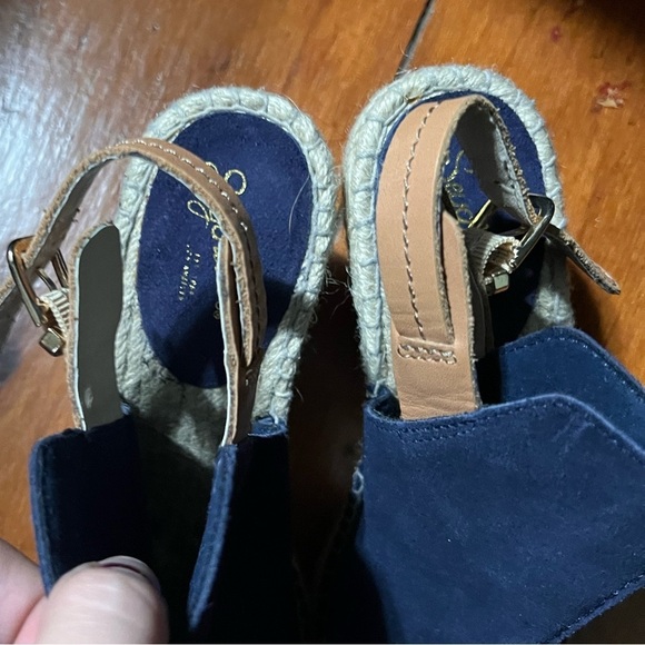 Seychelles 8 women’s wedge high heels blue suede leather buckle - Picture 2 of 12